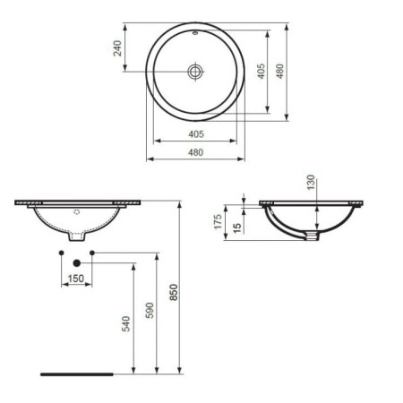 Кръгла мивка под плот Ideal Standard Connect 48 см на топ цена — Gaudi DS