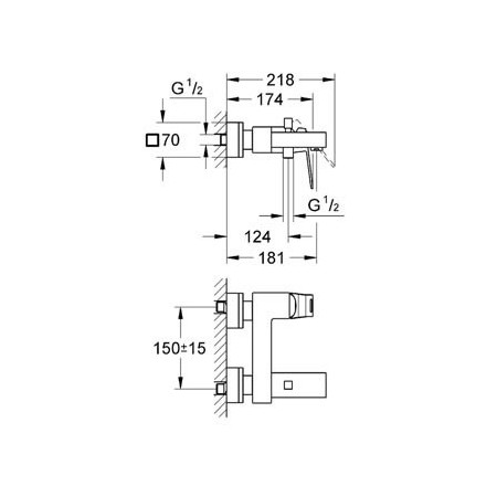 Grohe Eurocube стенен за вана/душ  на топ цена — Gaudi DS