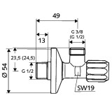 Schell "1/2" x "1/2" кран ъглов с филтър 2 052040699/054310699