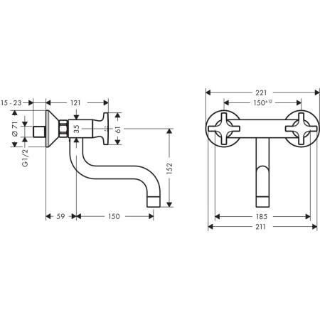 Hansgrohe Logis Classic ниско стоящ стенен смесител