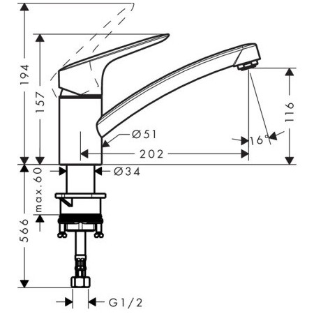 Hansgrohe Logis 120 смесител за кухня едноръкохватков