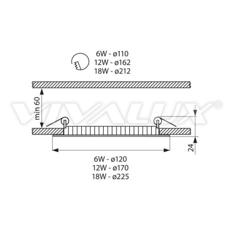 Vivalux LED панел - ESTE LED 12W CL/W
