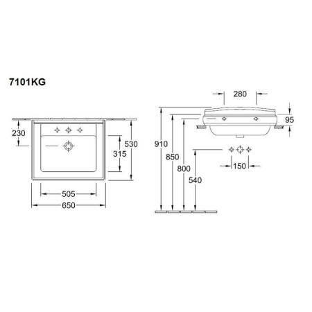 Villeroy & Boch Hommag ъглова мивка за вграждане с размери 650х530 mm
