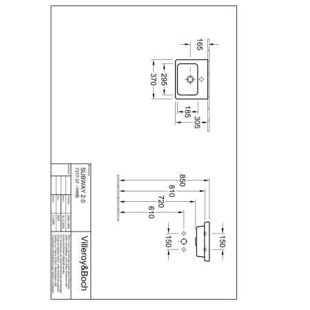 Villeroy & Boch Subway 2,0 37х30,5 см стенна мивка