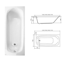 Правоъгълна акрилна вана Linea 160  160х70х41 GDSSAN410036