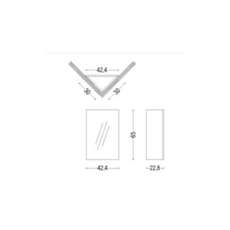 Комплект Visota Kara 46 PVC, огледален горен шкаф, ъглови
