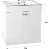 Долен Athena 55см PVC с мивка, две врати, конзолен 2 KT5501NM