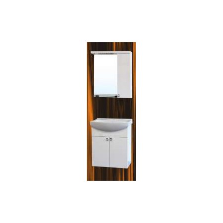 Комплект PM 55см PVC горен с огледало и LED, мивка, конзолни
