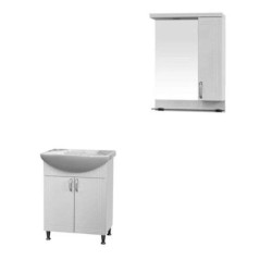Комплект Sofia Lux 55см PVC горен с огледало и LED, долен с мивка P5501US+PW5501S