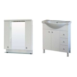 Комплект Angara 80см PVC с огледало, LED осветление, мивка PM8001USM2+P8001SM