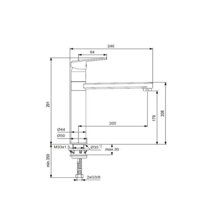 Ideal Standard - кухненски, висок тръбен чучур SevaL, цвят шампанско
