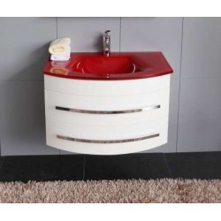 Долен PVC шкаф 80 см бял със стъклена червена мивка gds_pvc_ICP0853R