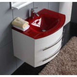 Долен PVC шкаф 80 см бял със стъклена червена мивка 3 gds_pvc_ICP0853R