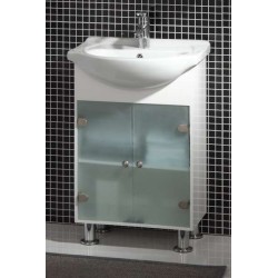 Долен PVC шкаф 56 см стъклени вратички с порцеланова мивка gds_pvc_ICP5644