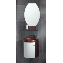 Комплект PVC шкаф 47 см, мивка, огледало, бяло и кафяво gds_pvc_ICP4750