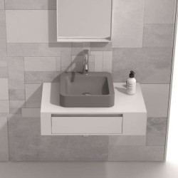 Долен шкаф 80 см бял с мивка  купа iStone сив мат gds_ICP8029/3861G
