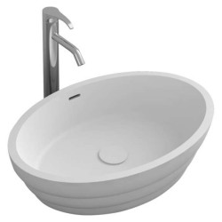 Овална мивка за плот iStone 60 см, с преливник, бяла gds_ICB 684W