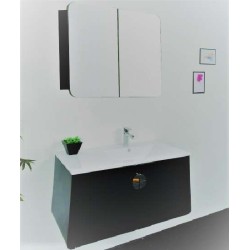 Комплект  долен шкаф 75 см, мивка, огледален горен, PVC, кафяв gds_ICP 7545