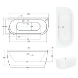 Besco Vista свободностояща вана 150x75 см 5 Besco_WKV-150-WS