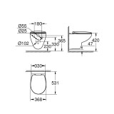 Grohe Bau Ceramic конзолна тоалетна чиния с тънък капак 1 39497000