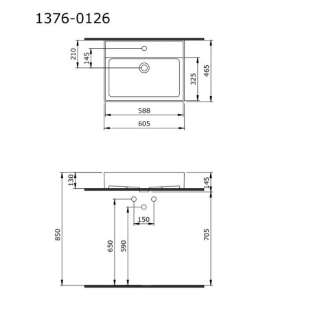 Bocchi Milano 60 см мивка с кръгъл преливник