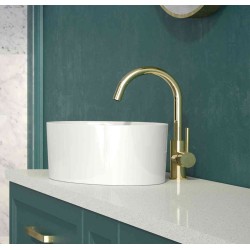 Стоящ смесител Besco Illusion I Gold за мивка, висок, злато BU-II-ZL 