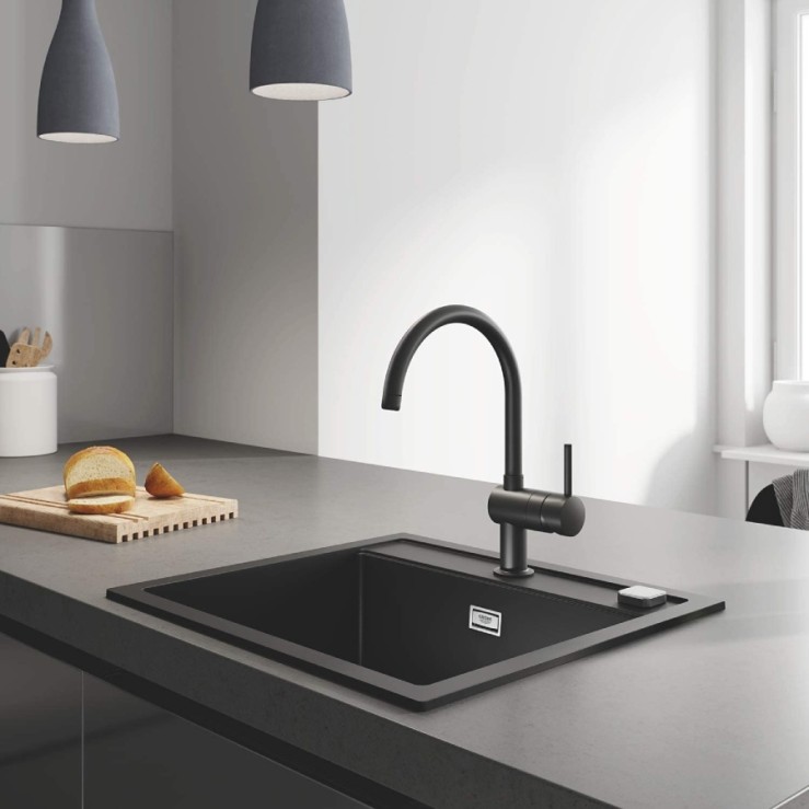 Grohe Minta кухненски смесител с регулируем дебитен ограничител, черен мат, ПРОМО 32917KS0
