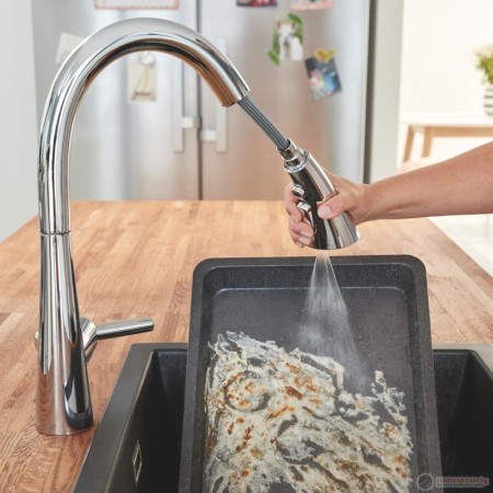 GROHE Zedra кухненски смесител с издърпващ се чучур с 3 функции