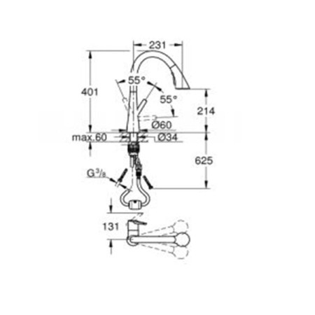 GROHE Zedra кухненски смесител с издърпващ се чучур с 3 функции