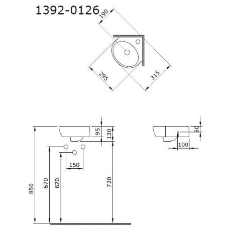 Bocchi ъглова супер компактна мивка 21.5x21.5см, черен мат