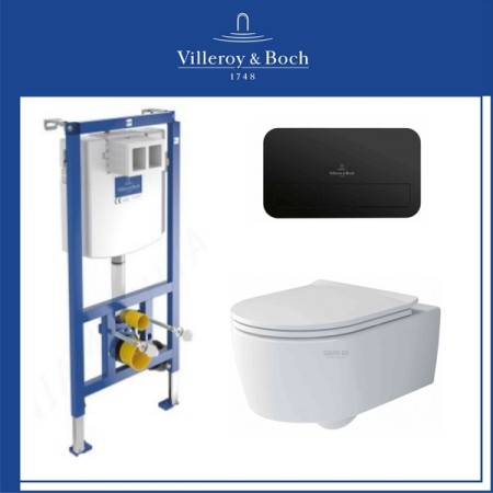 Пакет структура Villeroy & Boch с черен мат бутон E200 и WC Soul