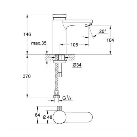 Grohe Eurosmart смесител за мивка времезатварящ /ударен/ ПРОМО