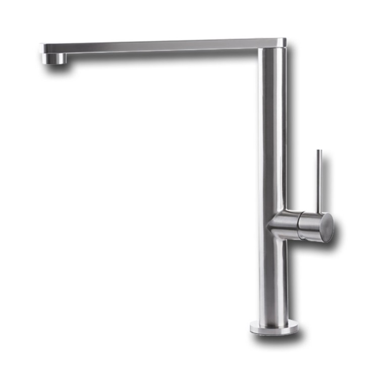Vema Tiber Steel кухненски смесител с прав чучур, неръждаема стомана V20022.AC.005
