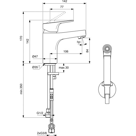 Ideal Standard - Ceraflex 3 в 1, смесители мивка, вана/душ, душ комплект