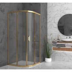 Овална душ кабина 90х90 с плъзгащи врати, златен гланц GDSELLAO9090195_Gold