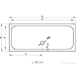 Правоъгълно поддушово корито Bette Ultra - 160x80 см, бяло + сифон 2 5955-000+B598-000