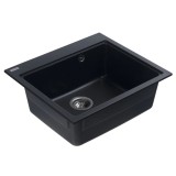 Гранитна мивка Vesta 58x52,  черен металик 2 VESTA5852BM