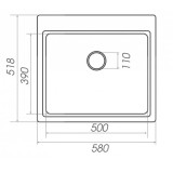 Гранитна мивка Vesta 58x52,  черен металик 3 VESTA5852BM