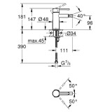 Grohe Essence смесител за биде, Phantom black 5 24395KF1