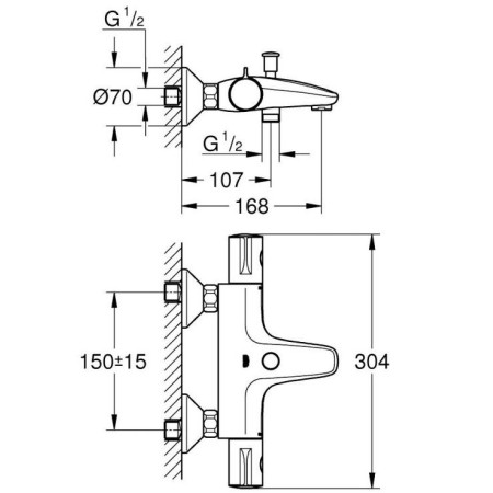 GROHE Grohtherm 800 термостатен смесител за вана/душ, черен мат
