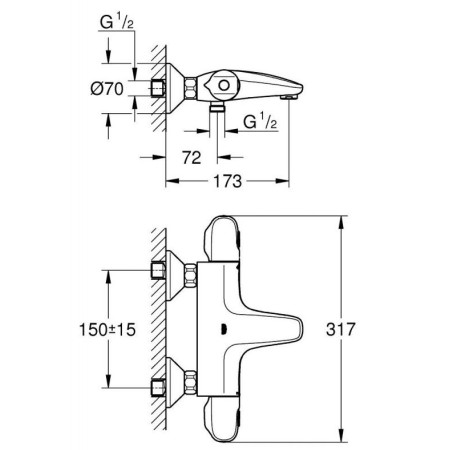 GROHE Grohtherm 1000 термостатен смесител за вана/душ, черен мат