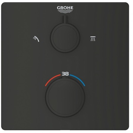 GROHE Grohtherm термостатен смесител за вграждане вана/душ, черен мат