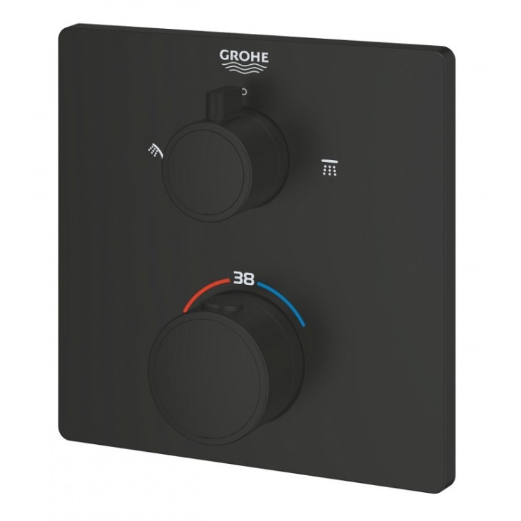 GROHE Grohtherm термостатен смесител за вграждане вана/душ, черен мат 1022092430 
