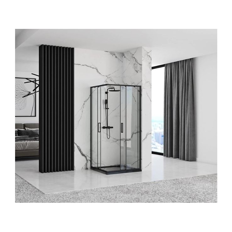 Душ кабина NNY6B 90x90, прозрачно стъкло, черен мат Kerac_NNY6B