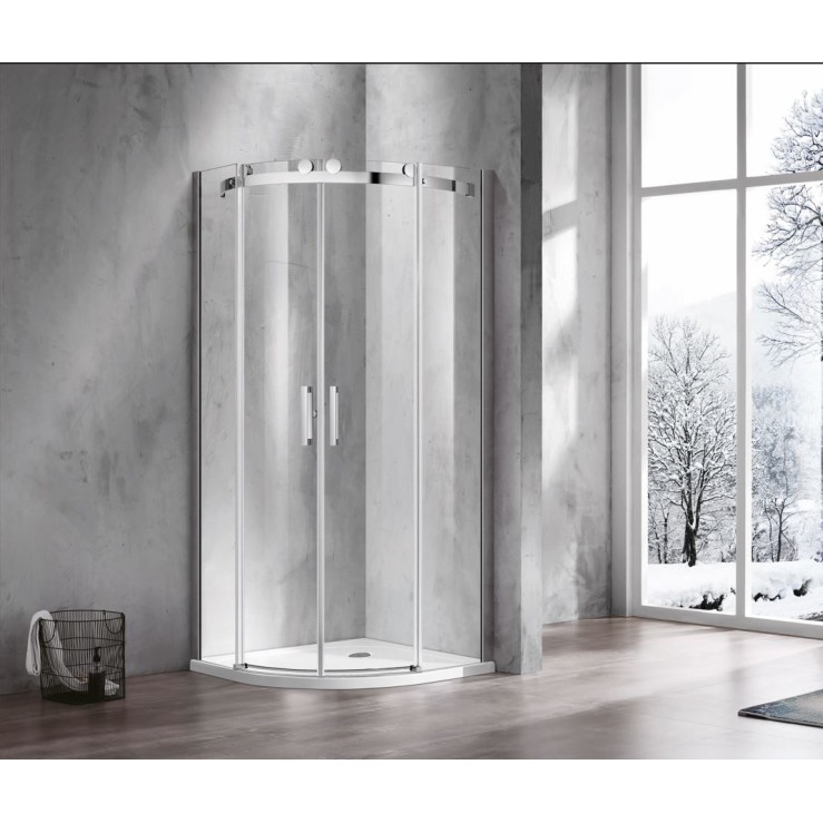 Овална душ кабина NKH8B 90x90, прозрачно стъкло, черен мат Kerac_NKH8B