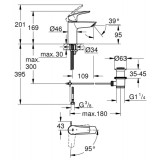 Grohe Eurosmart, смесител за умивалник, S размер с изпразнител, черен мат 3 329262433