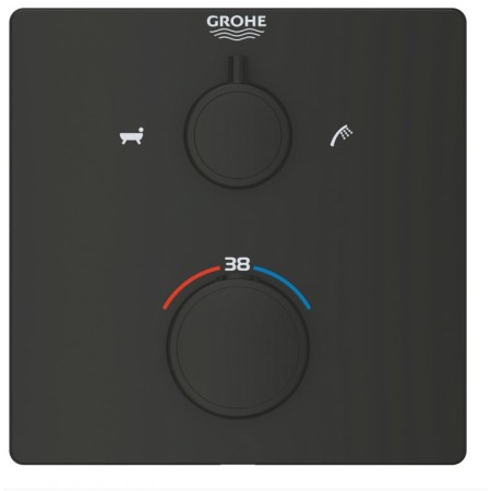 GROHE Grohtherm термостатен смесител за вграждане вана/душ, черен мат
