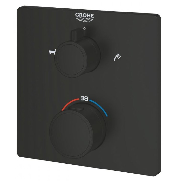 GROHE Grohtherm термостатен смесител за вграждане вана/душ, черен мат 1022112430 