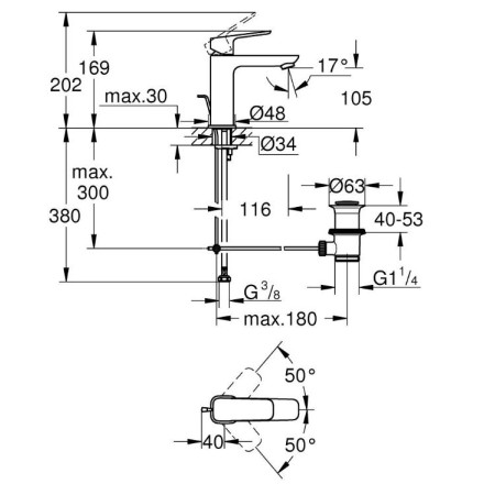 Grohe Cubeo смесител за мивка, M-размер, черен мат