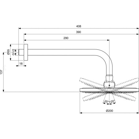Ideal Standard Idealrain душ пита с рамо за стена